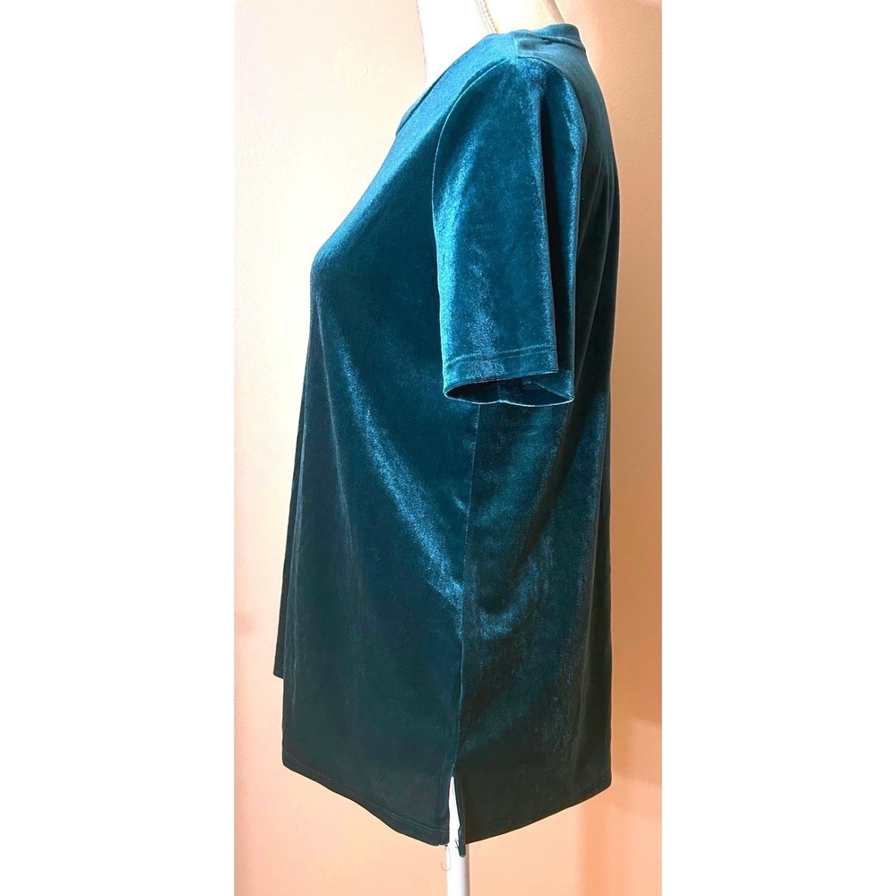 Old Navy T-Shirt Top Velvet Small Teal Green Luxe Casual Workwear - Picture 2 of 7
